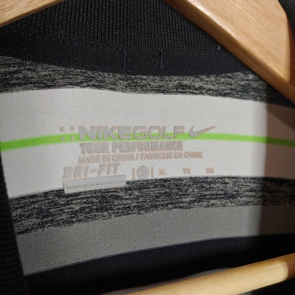 Nike Golf Tour Performance PoloWhiye Black Green Stripe XL 452510-017 Dri Fit - Picture 6 of 8